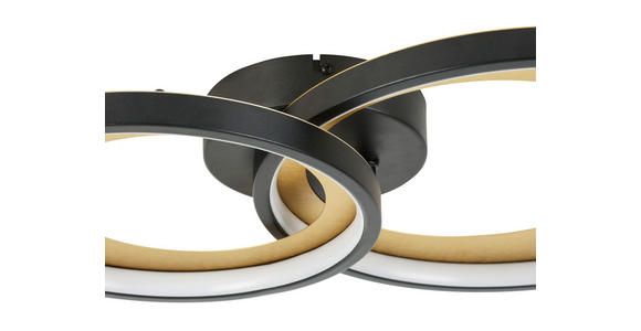 LED-DECKENLEUCHTE RING - Goldfarben/Schwarz, Design, Kunststoff/Metall (55/35/8,5cm) - Novel