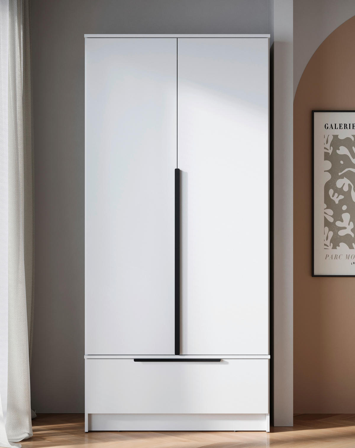 KLEIDERSCHRANK Weiss  - Weiss/Schwarz, Konventionell, Holzwerkstoff/Metall (90,2/192,9/51cm) - MID.YOU