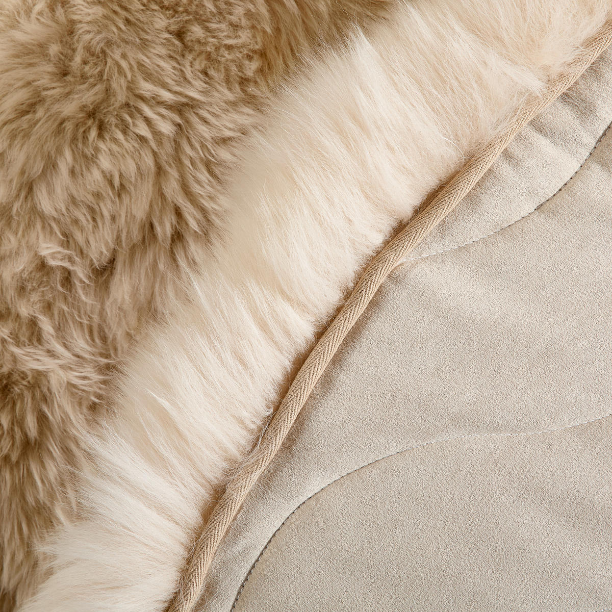 SCHAFFELL 160 cm Creme rechteckig  - Creme, Natur, Leder/Fell (160cm) - Linea Natura