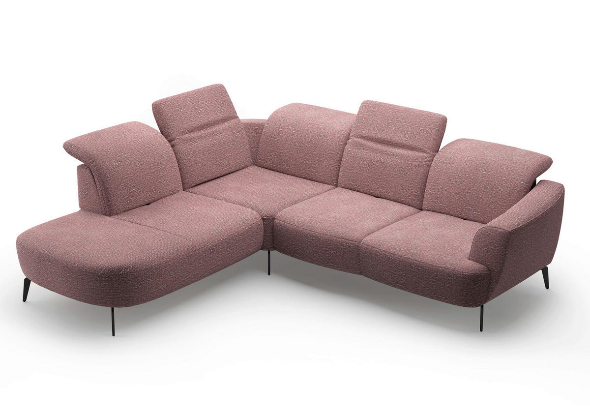ECKSOFA ZOE E Aubergine Chenille  - Aubergine/Schwarz, KONVENTIONELL, Textil/Metall (267/300cm) - Sit & More