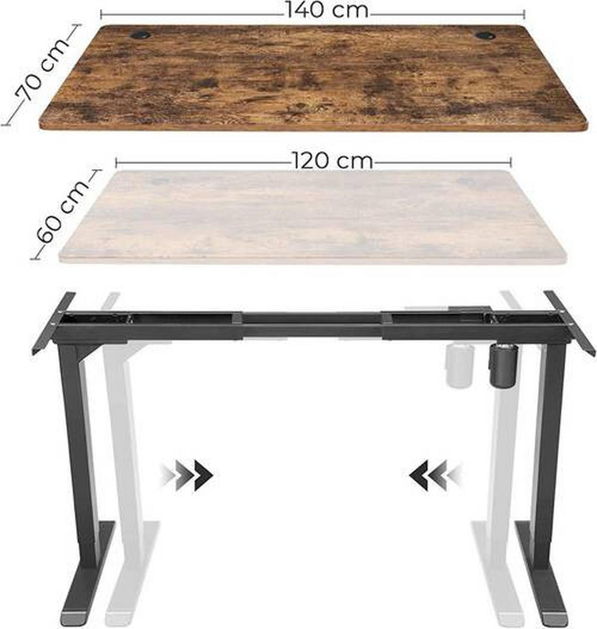 SCHREIBTISCHBEINE  in Schwarz  - Schwarz, Basics, Metall (115-147/71-112/60cm) - Boxxx