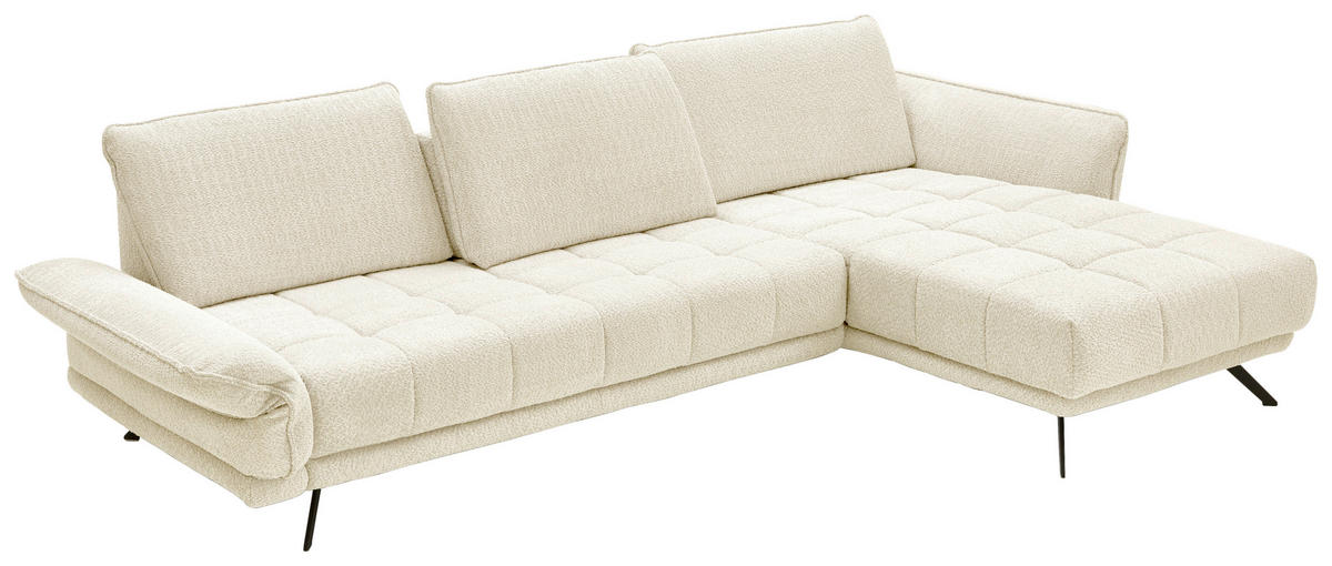 ECKSOFA Naturfarben Chenille  - Schwarz/Naturfarben, KONVENTIONELL, Textil/Metall (285/178cm) - Carryhome