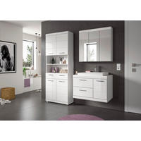 BADEZIMMER 4-teilig  in 169 cm  - Weiß Hochglanz/Silberfarben, Trend, Glas/Holzwerkstoff (169cm) - MID.YOU