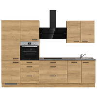 KÜCHENBLOCK 300 cm   in Eichefarben, Schieferfarben  - Schieferfarben/Eichefarben, MODERN, Holzwerkstoff/Metall (300cm) - Nobilia