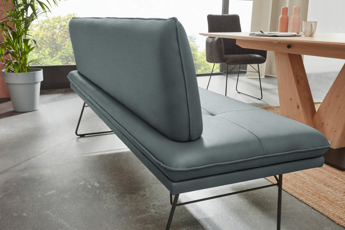 SITZBANK in Metall, Textil Schwarz, Graublau  - Graublau/Schwarz, Design, Textil/Metall (195/87/65cm) - Dieter Knoll