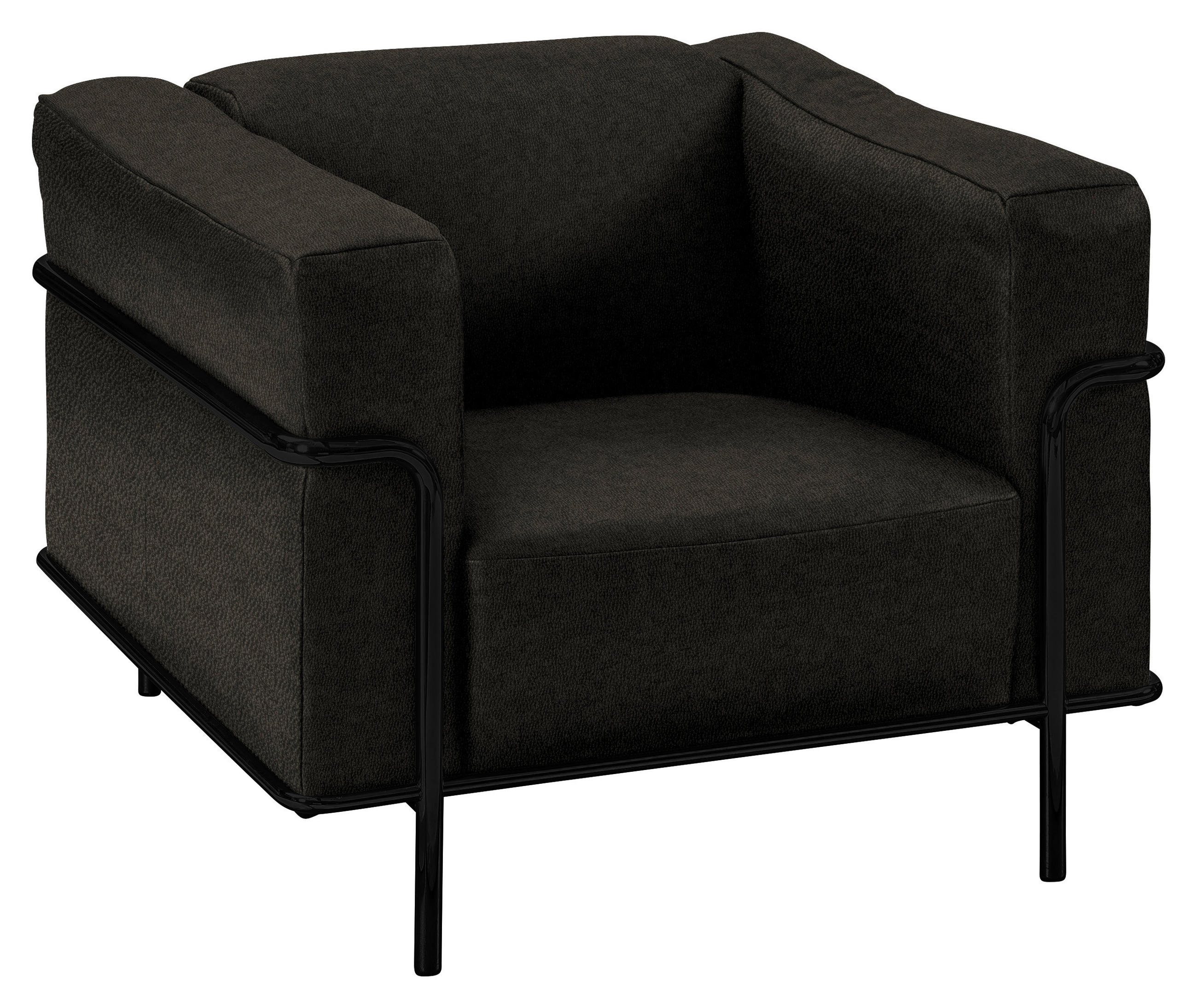 SESSEL in Echtleder Schwarz  - Schwarz, Design, Leder/Metall (91/67/96cm) - Johann Jakob