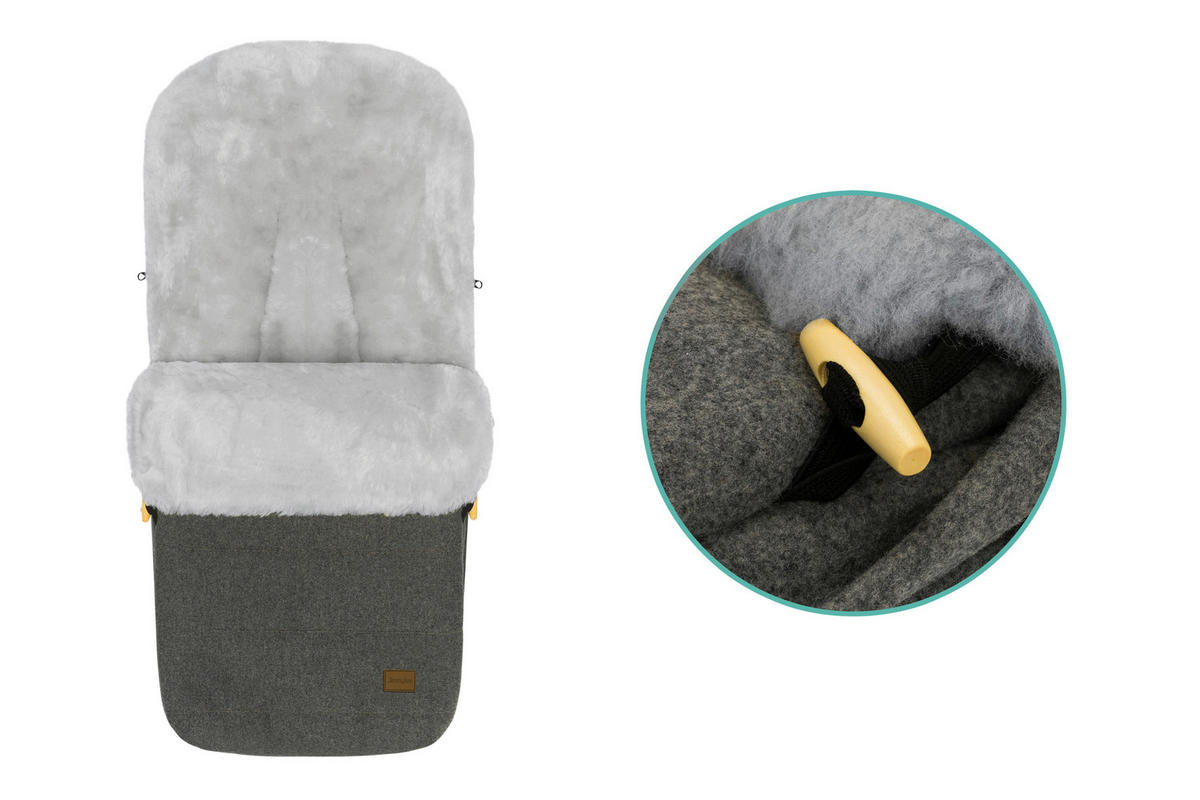 BUGGY-FUßSACK Bernina Wool  - Dunkelgrau, Trend, Textil/Fell (50/100cm) - Jimmylee