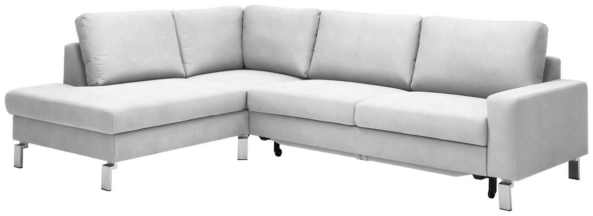 ECKSOFA in Flachgewebe Silberfarben  200/276 cm  - Chromfarben/Silberfarben, Design, Textil/Metall (200/276cm) - Hom`in
