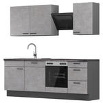 KÜCHENBLOCK 230 cm   in Graphitfarben, Grau  - Dunkelgrau/Schwarz, MODERN, Holzwerkstoff/Metall (230cm) - Xora