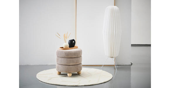HOCKER Cord Kiefer Greige - Greige/Naturfarben, LIFESTYLE, Holz/Textil (42/41/42cm) - Xora