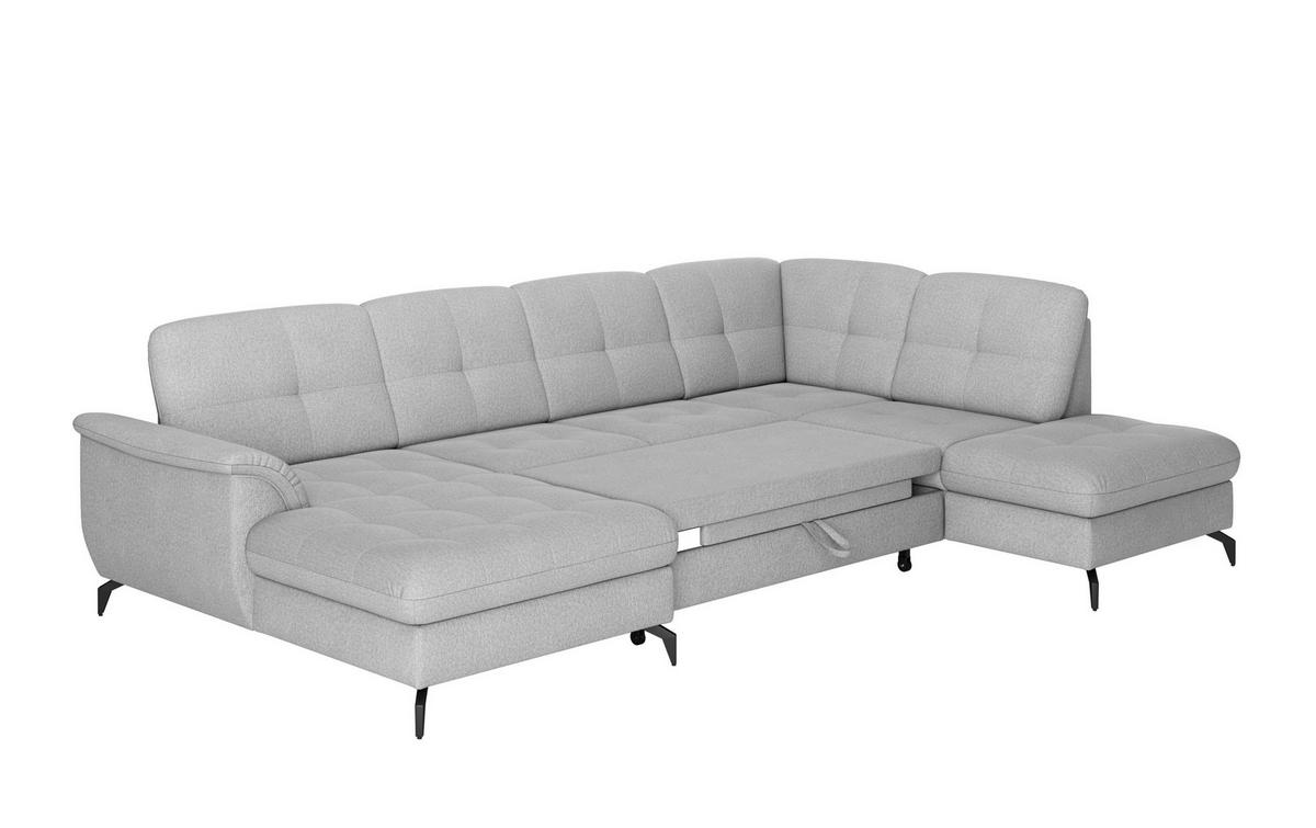 WOHNLANDSCHAFT Grau Flachgewebe  - Schwarz/Grau, MODERN, Textil/Metall (164/319/212cm) - Sit & More