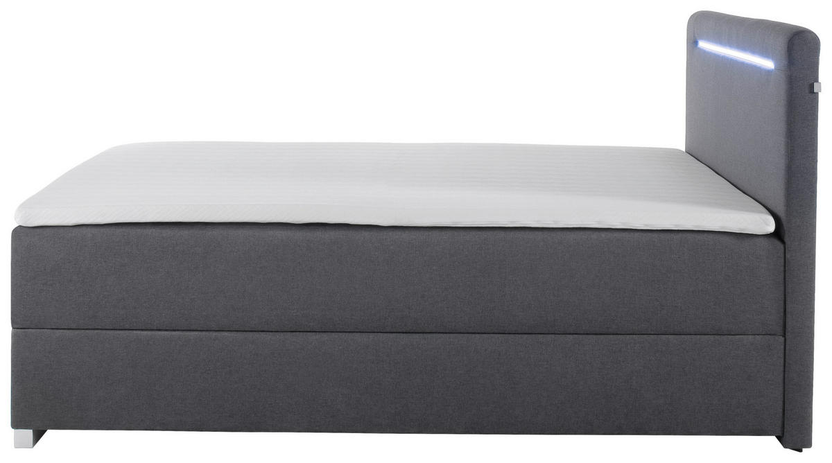 BOXBETT 120/200 cm  in Anthrazit  - Edelstahlfarben/Anthrazit, MODERN, Kunststoff/Textil (120/200cm) - Livetastic