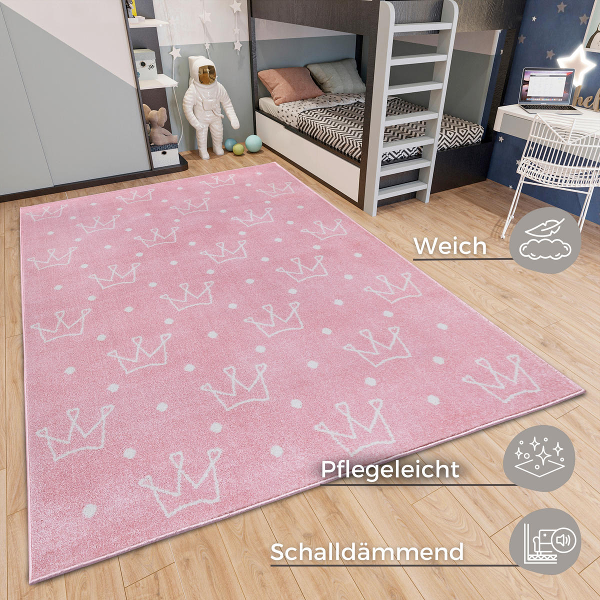 KINDERTEPPICH 160/235 cm Adventures  - Hellrosa, Design, Kunststoff/Textil (160/235cm)