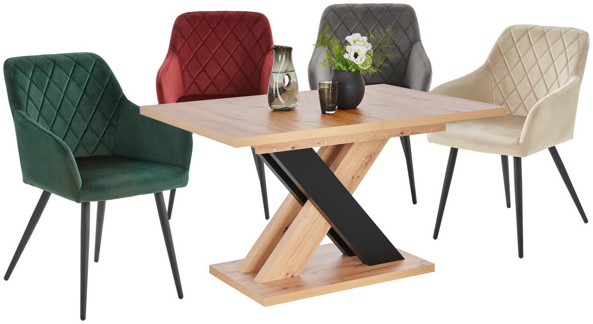 ÉTKEZŐASZTAL - fekete/Artisan tölgy, Design, faalapú anyag (140-180/90/76cm) - Carryhome