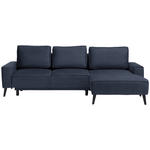 ECKSOFA in Velours Blau  - Blau/Schwarz, Basics, Holz/Textil (260/161cm) - Carryhome