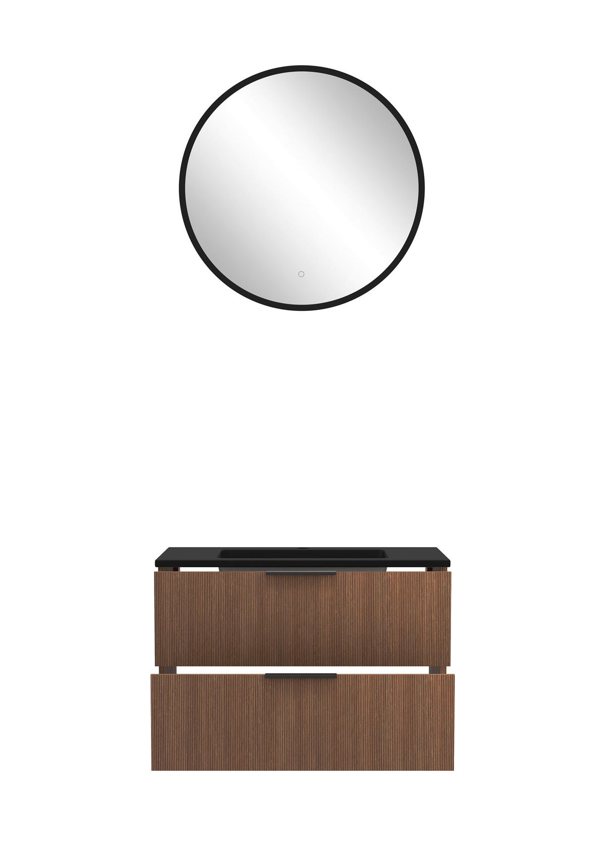 BADEZIMMER 3-teilig  in 80 cm  - Dunkelbraun/Schwarz, Natur, Holzwerkstoff/Stein (80cm) - Held
