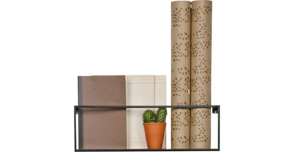 WANDREGAL 50/16/8 cm  - Schwarz, Trend, Metall (50/16/8cm) - Ambia Home