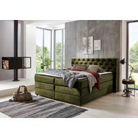 BOXSPRING KREVET     - zelena/crna, Moderno, tekstil/plastika (160/200cm)