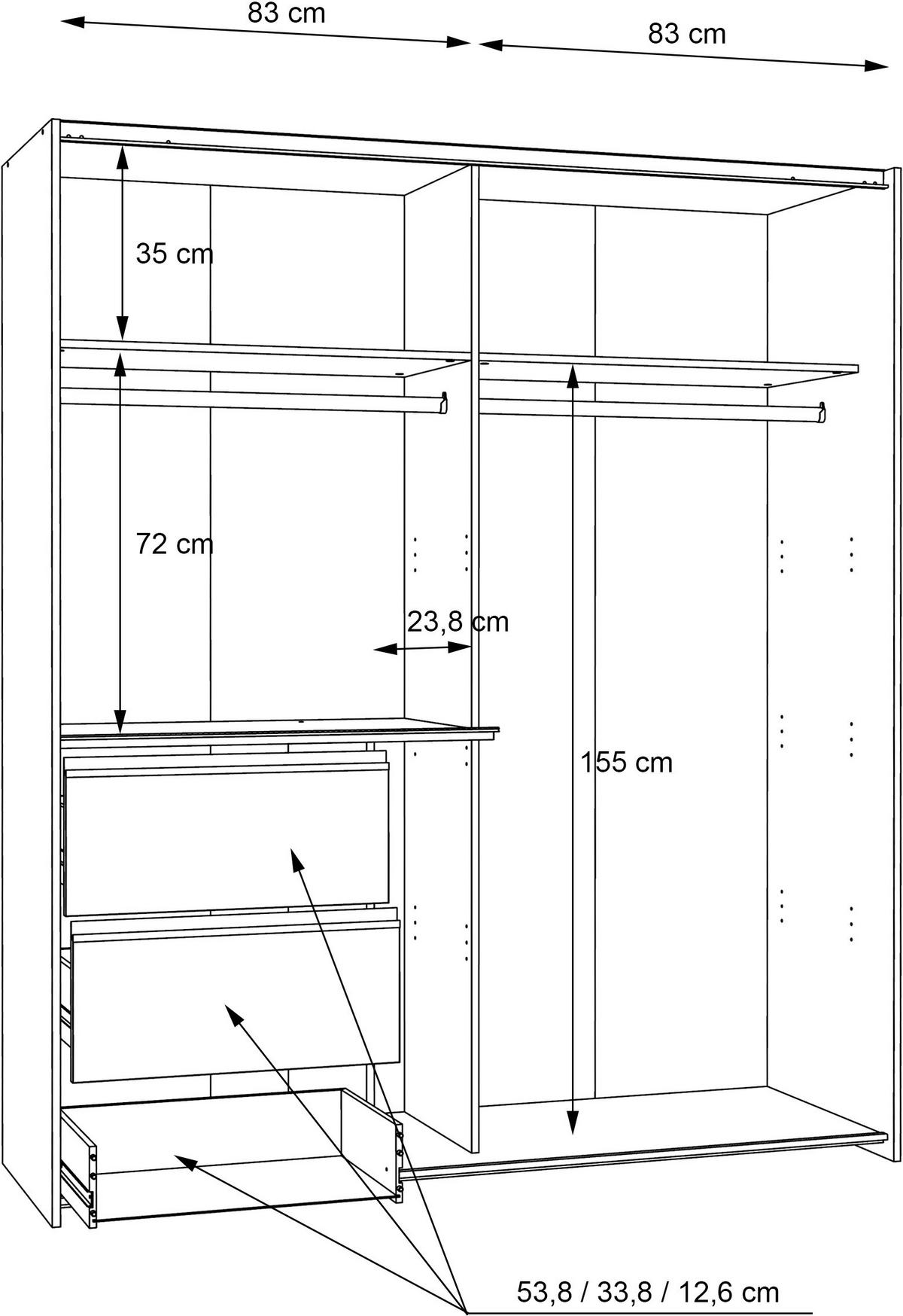 OMARA Z DRSNIMI VRATI, temno siva, hrast artisan  - temno siva/črna, Konvencionalno, kovina/umetna masa (170/200/61cm) - Carryhome
