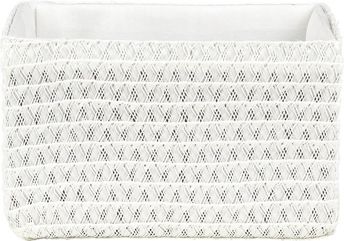 KOŠ DO REGÁLU, bílá - bílá, Basics, textil/plast (19/15/12cm) - Landscape