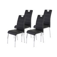 STUHL-SET 4 Stück  in Stahl Lederlook Metall, Textil  - Chromfarben/Schwarz, MODERN, Textil/Metall (44/98/61cm) - MID.YOU