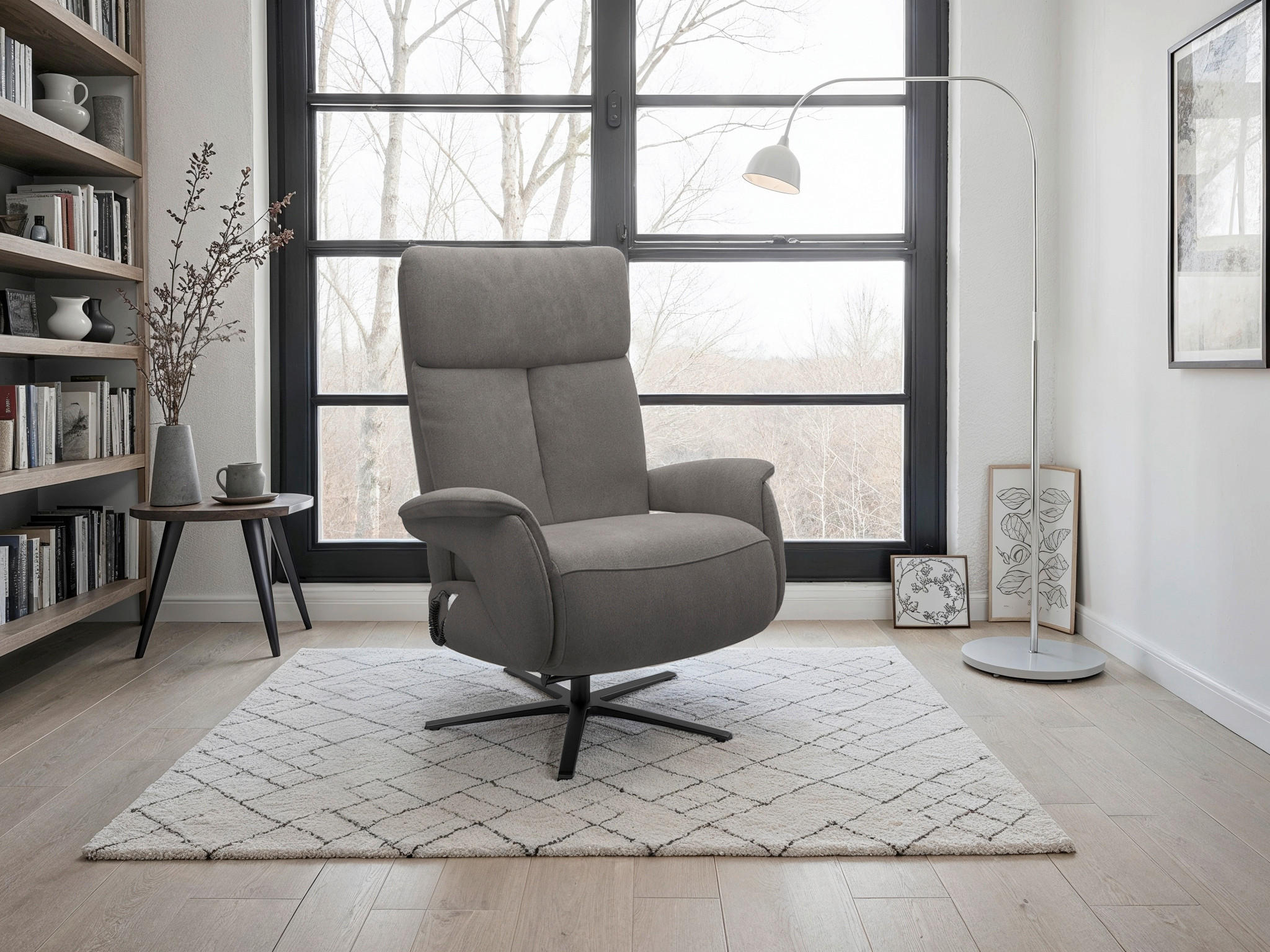 RELAXSESSEL in Textil Graphitfarben  - Schwarz/Graphitfarben, Basics, Textil/Metall (86/111/86cm) - Sit & More