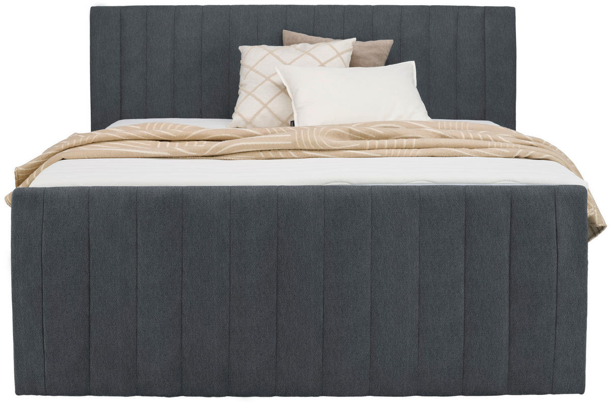 BOXSPRINGBETT 180/200 cm  in Dunkelgrau  - Dunkelgrau/Schwarz, KONVENTIONELL, Kunststoff/Textil (180/200cm) - Carryhome