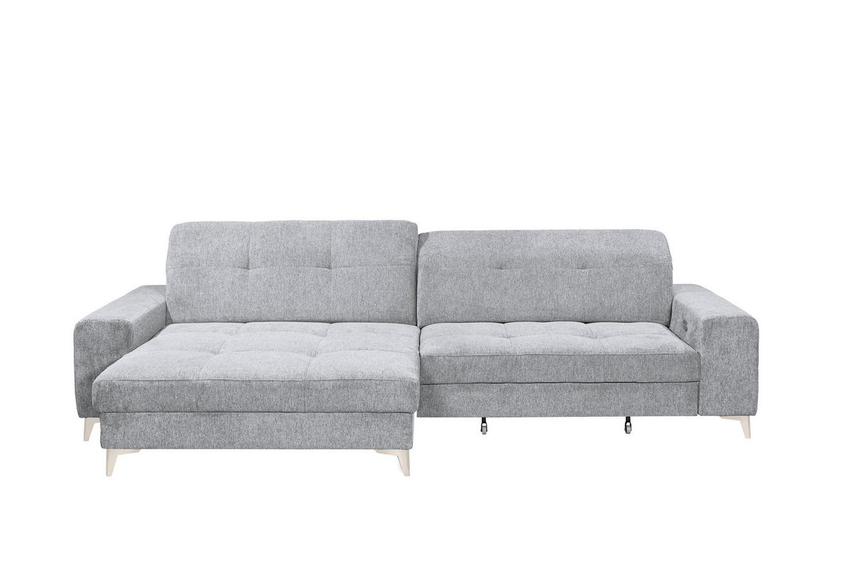 ECKSOFA Mikrovelours Hellgrau  - Kaschmir/Hellgrau, Design, Kunststoff/Textil (182/328cm) - MID.YOU