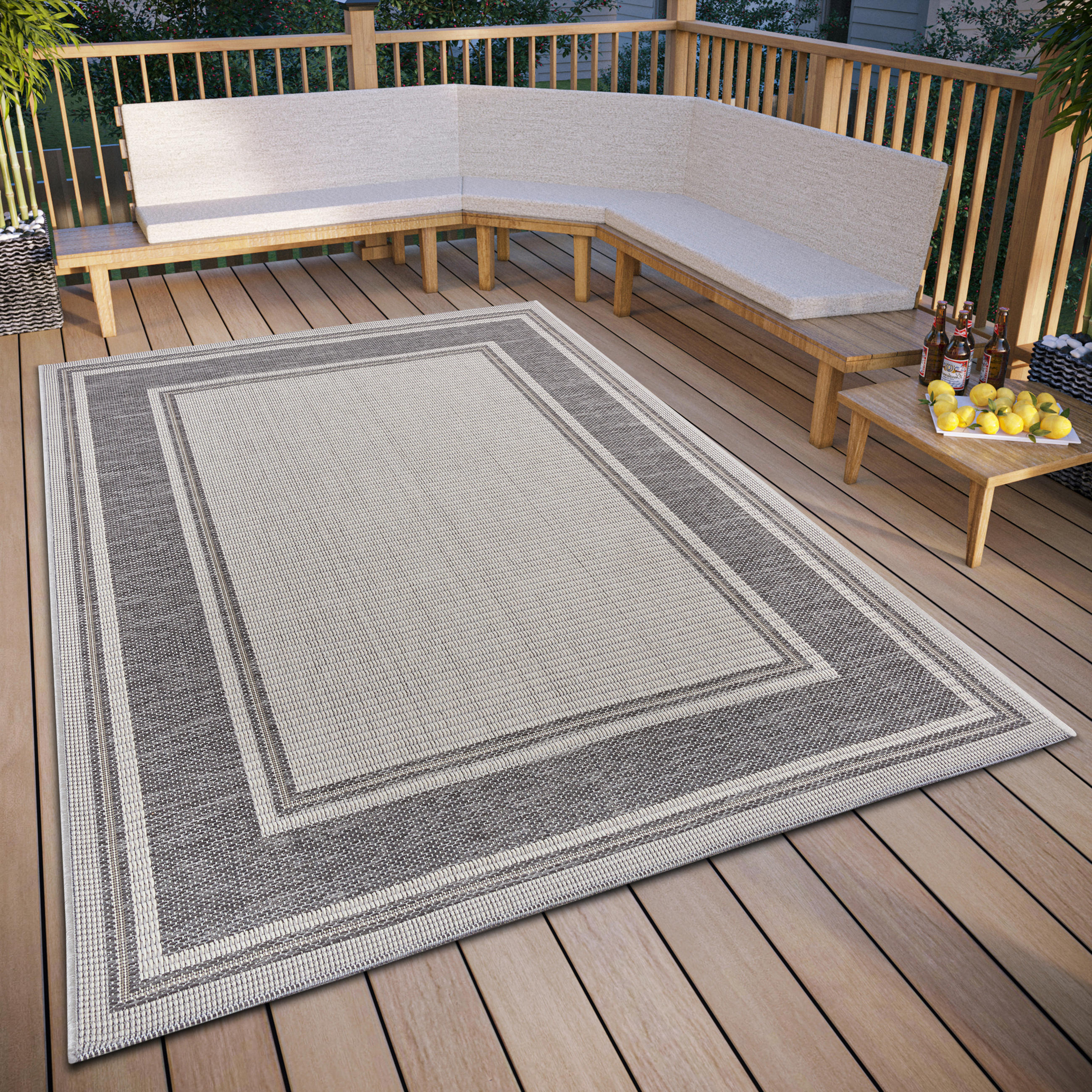 OUTDOORTEPPICH 115/170/170 cm Clyde Grau, Beige  - Beige/Grau, Design, Kunststoff/Textil (115/170/170cm) - Novel