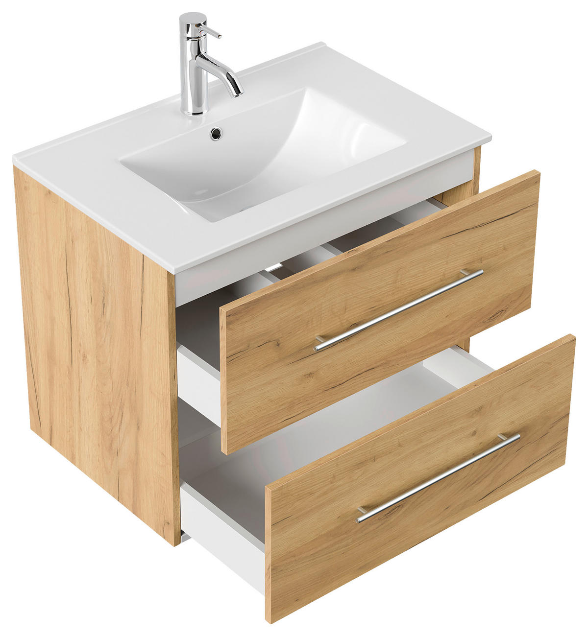 WASCHTISCHKOMBI 71 cm  - Eichefarben/Weiß, Basics, Keramik/Holzwerkstoff (71cm) - MID.YOU