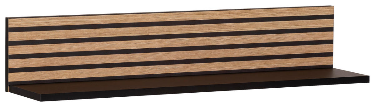 Regalablage Schwarz, Eichefarben  - Eichefarben/Schwarz, MODERN, Holzwerkstoff (80/15,7/17,3cm) - MID.YOU