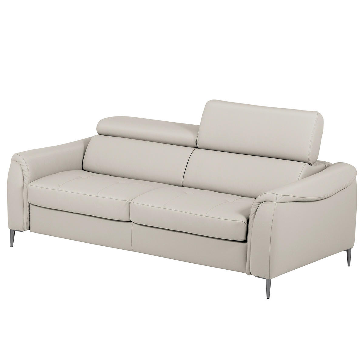 SCHLAFSOFA PAFOS Grau Echtleder Lederlook  - Schwarz/Grau, Design, Leder/Textil (203/77-98/103cm) - MID.YOU