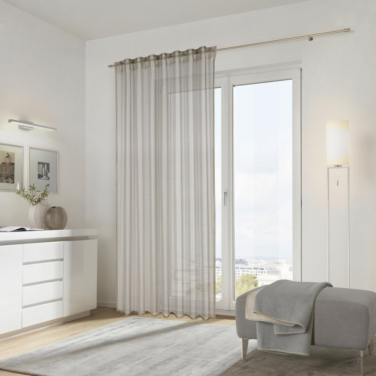 FERTIGVORHANG  transparent  140/245 cm   - Beige/Silberfarben, Design, Textil (140/245cm) - Dieter Knoll