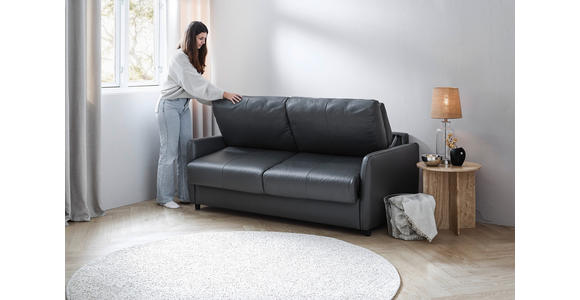 SCHLAFSOFA Lederlook Dunkelgrau  - Dunkelgrau/Schwarz, Design, Textil (184/91/99cm) - Xora