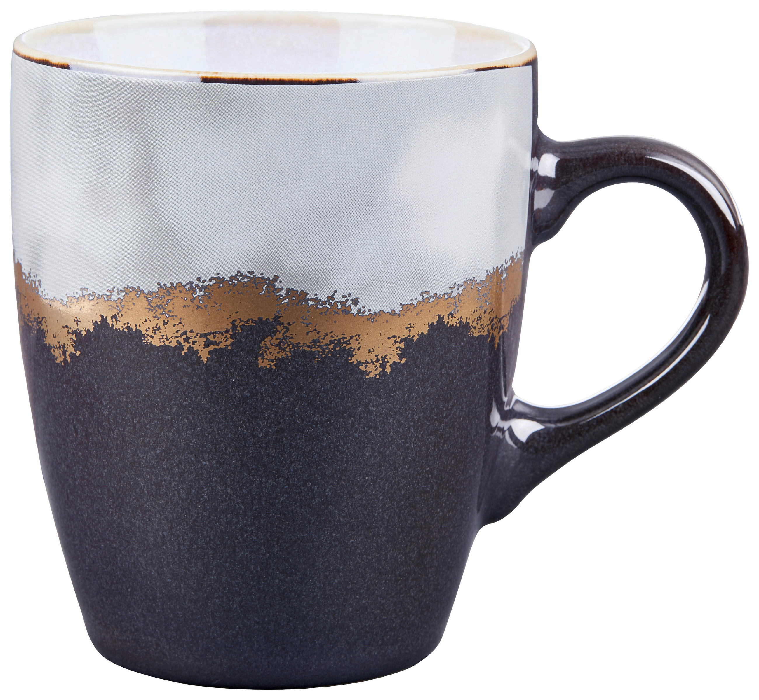 Kaffeebecher Steinzeug 350 ml Grau/Gold Luana