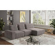 ECKSOFA in Velours Braun  - Schwarz/Braun, Design, Kunststoff/Textil (342/174cm) - Xora