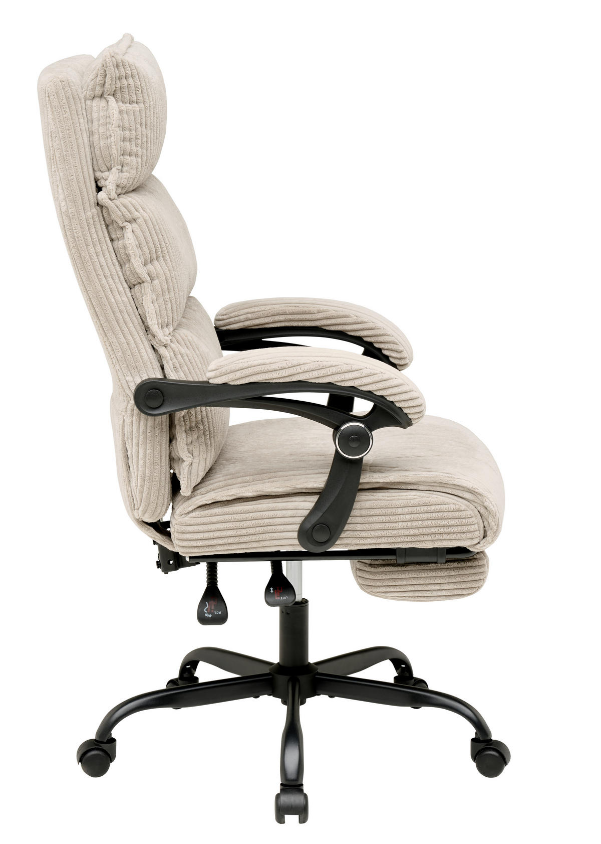 DREHSTUHL  in Cord Beige  - Beige/Schwarz, MODERN, Holz/Kunststoff (65/116/124/65cm) - MID.YOU