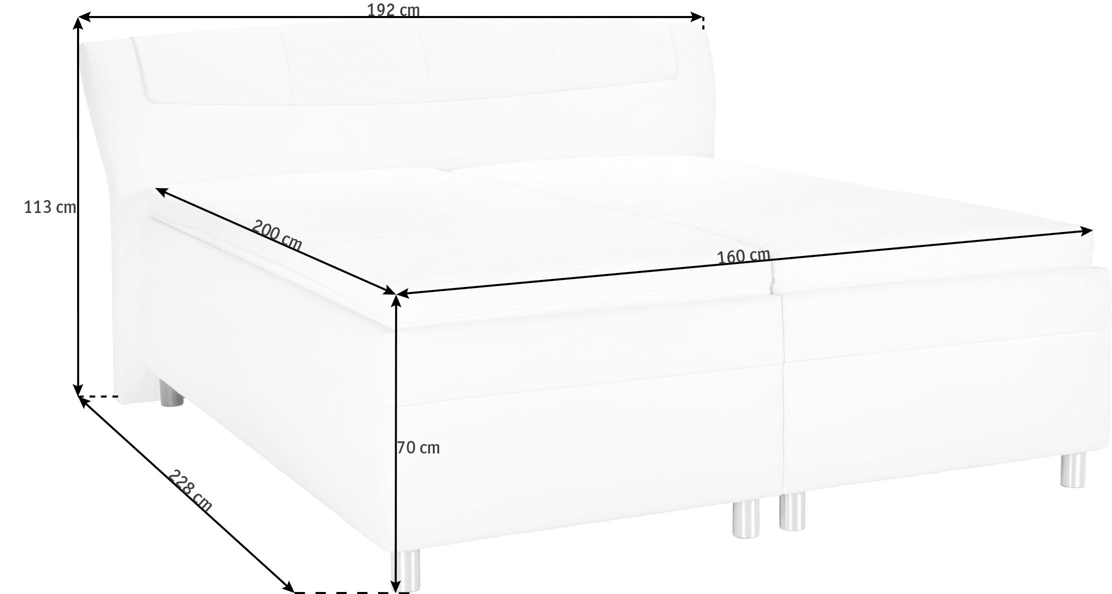POLSTERBETT 160/200 cm in Weiß - Silberfarben/Weiß, KONVENTIONELL, Holz/Textil (160/200cm) - Esposa