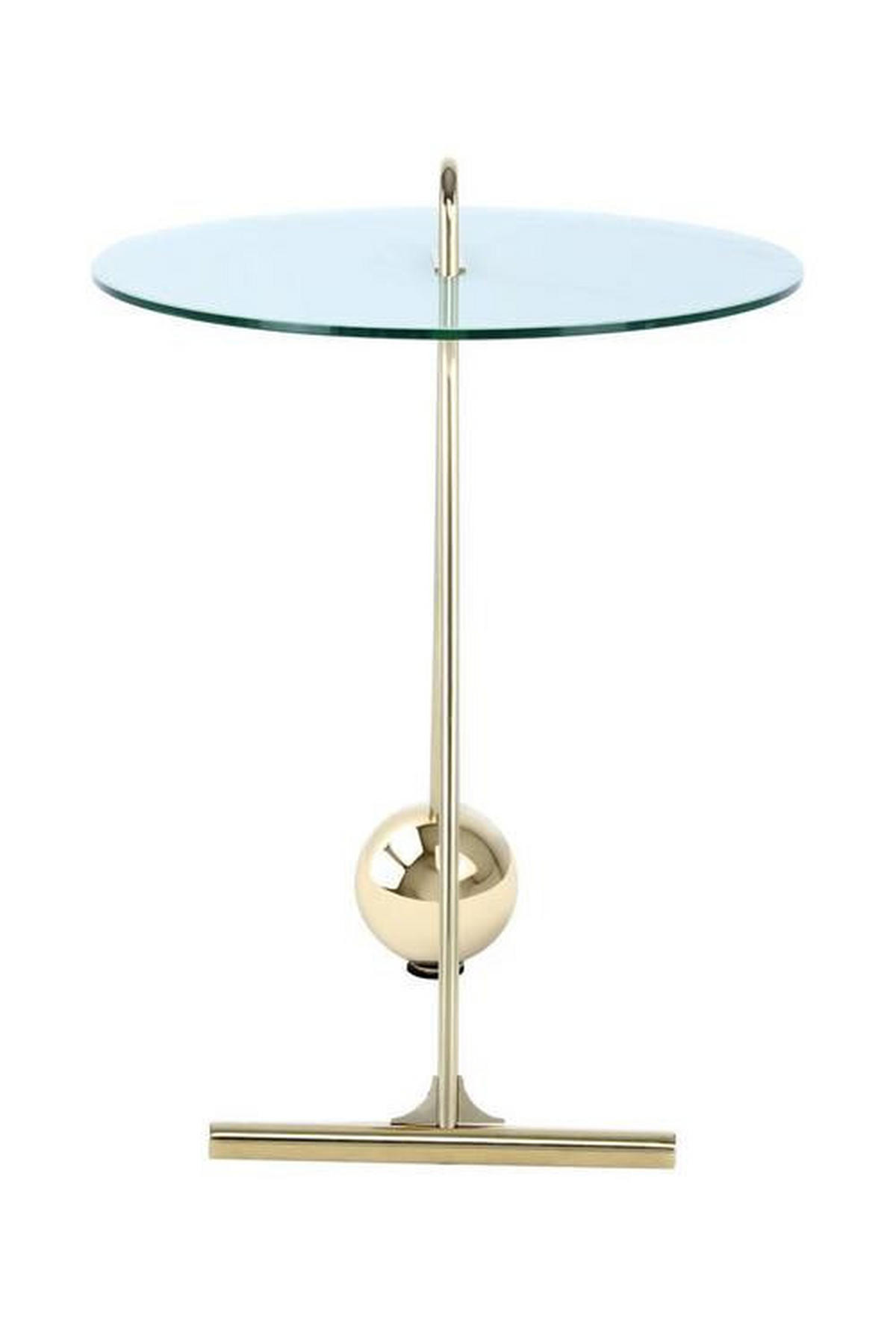 PRÍRUČNÝ STOLÍK, biela, zlatá - biela/zlatá, Basics, kov/sklo (46/60cm)