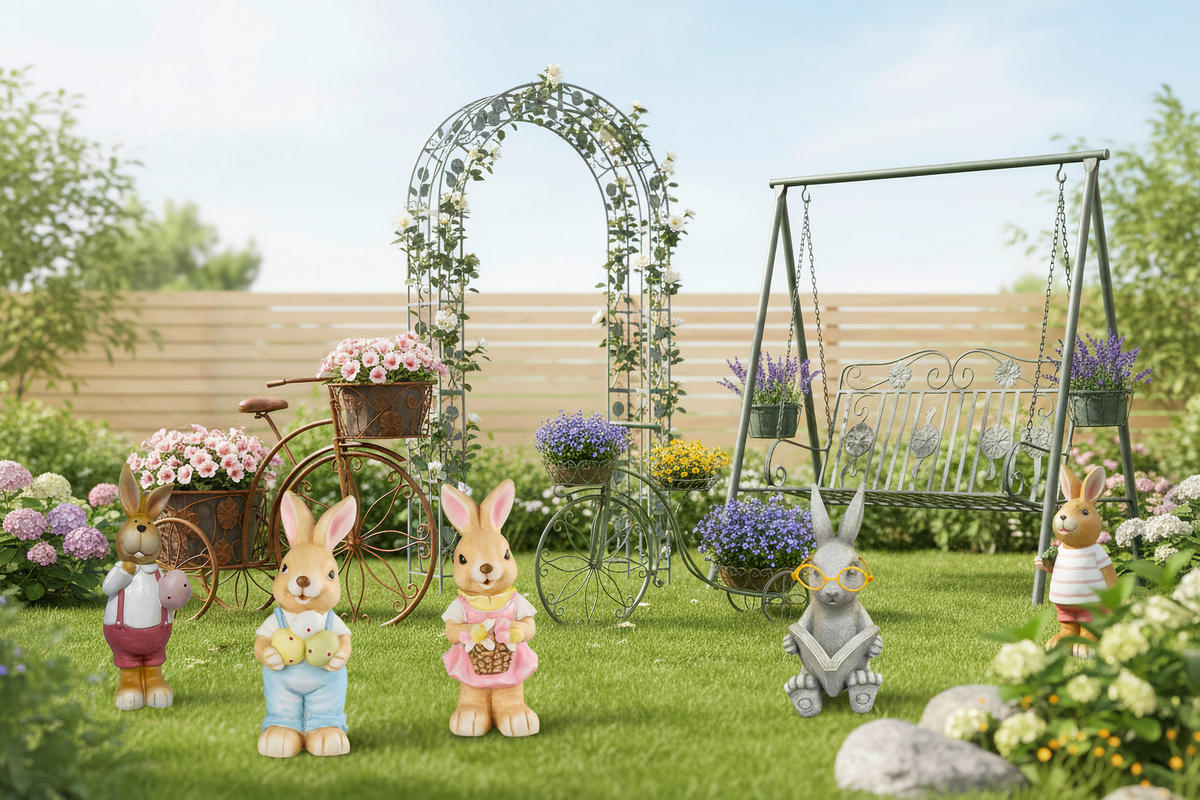 DEKOHASE - Blau/Gelb, LIFESTYLE, Stein (16,5/41,5/14,5cm)