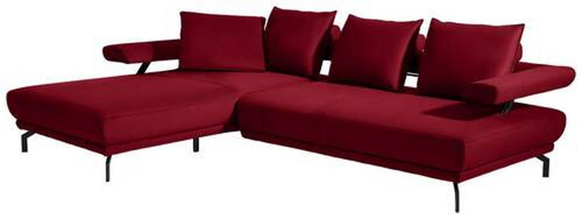ECKSOFA in Mikrofaser Rot  - Rot/Schwarz, Design, Textil/Metall (224/305cm) - Dieter Knoll
