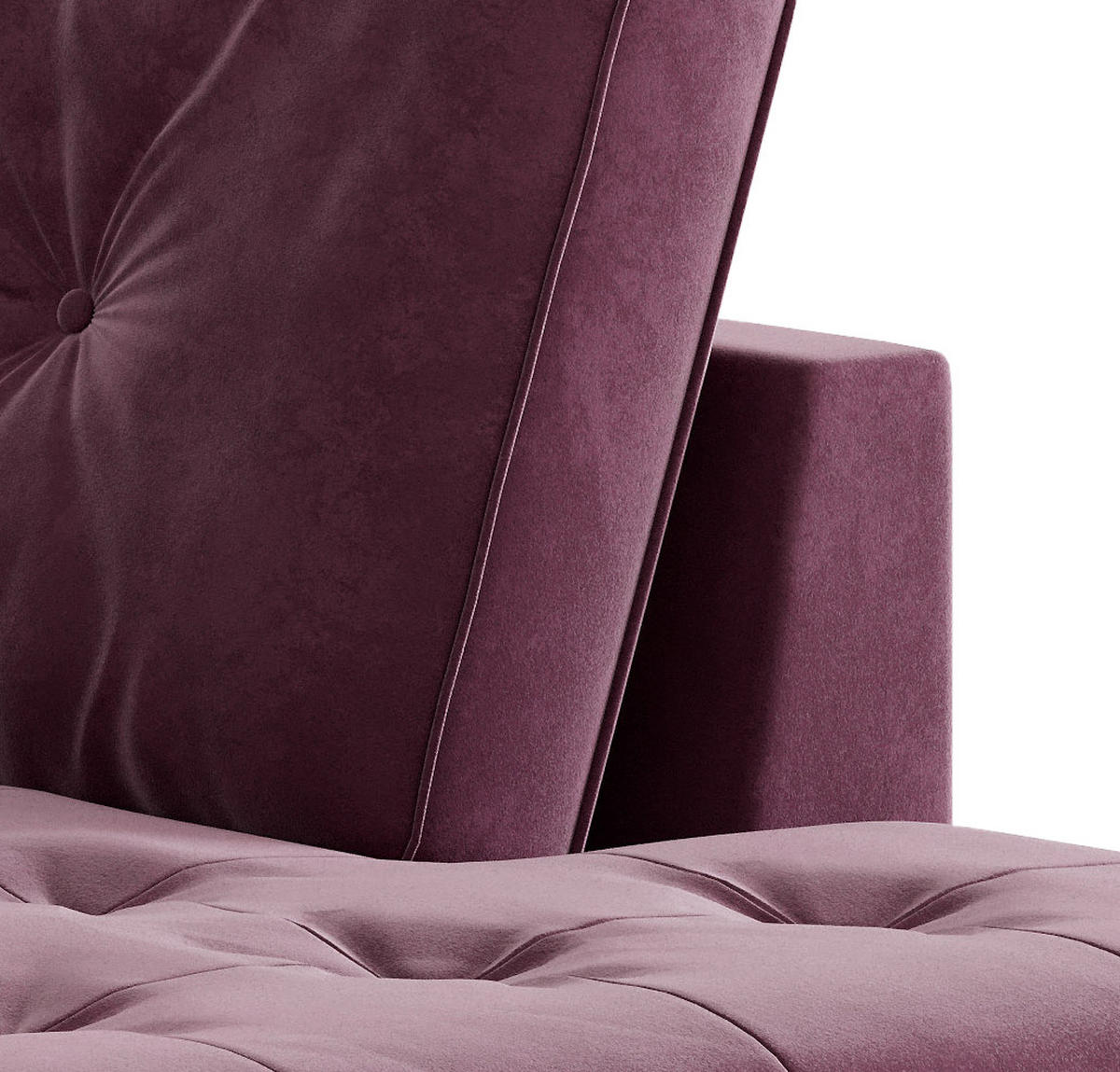 ECKSOFA in Samt Weinrot  - Edelstahlfarben/Weinrot, Design, Textil/Metall (205/259cm) - Livetastic