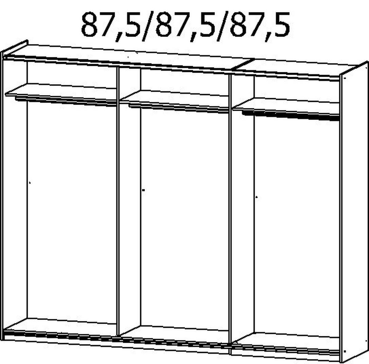 SCHWEBETÜRENSCHRANK  in Grau, Eiche Artisan  - Eiche Artisan/Grau, MODERN, Holzwerkstoff/Metall (261/210/54cm) - Rauch Möbel