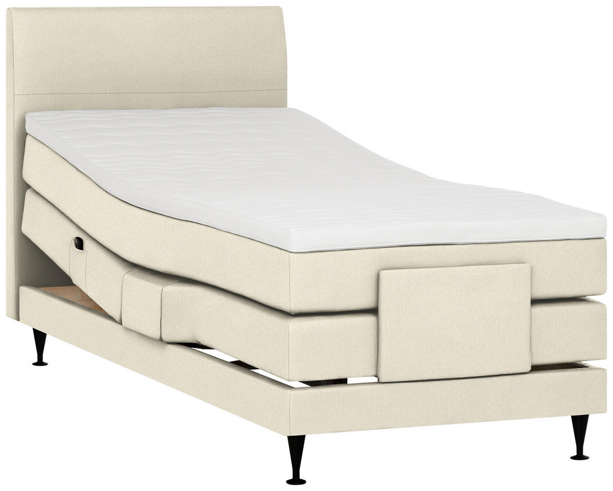BOXSPRINGBETT 100/200 cm  in Creme  - Creme/Schwarz, KONVENTIONELL, Holzwerkstoff/Textil (100/200cm) - Welnova