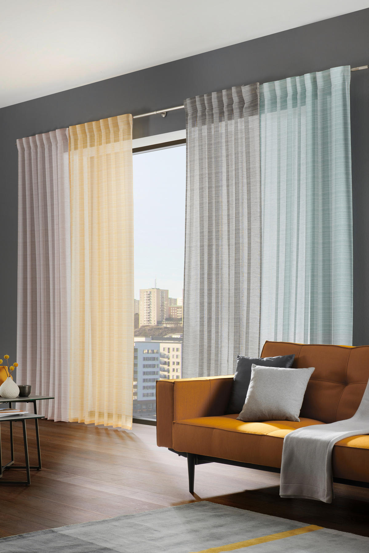 KÉSZFÜGGÖNY áttetsző  - szürke, Design, textil (140/245cm) - Esposa
