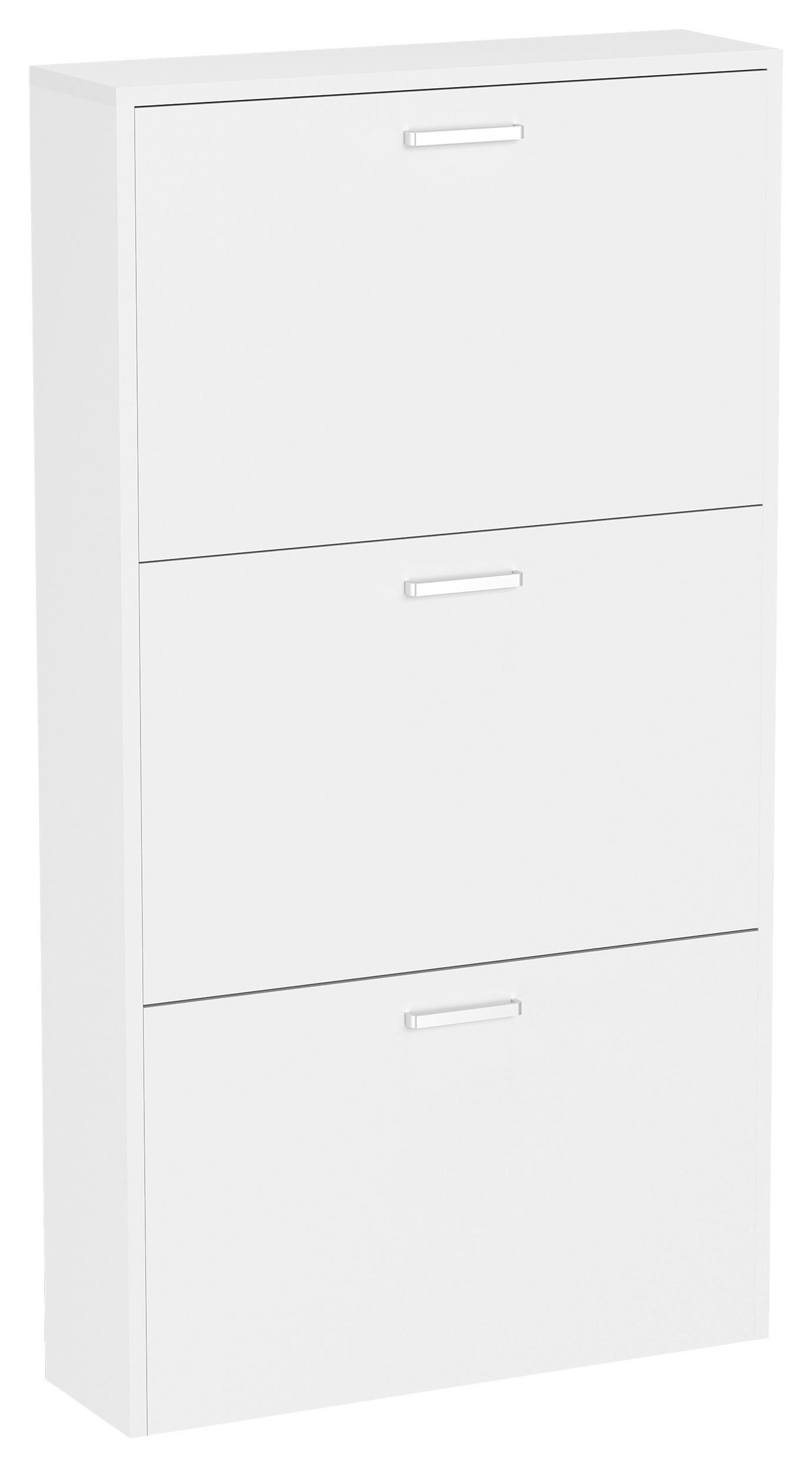 SCHUHSCHRANK Weiß  - Silberfarben/Weiß, Design, Holzwerkstoff/Kunststoff (50/108/17cm) - MID.YOU