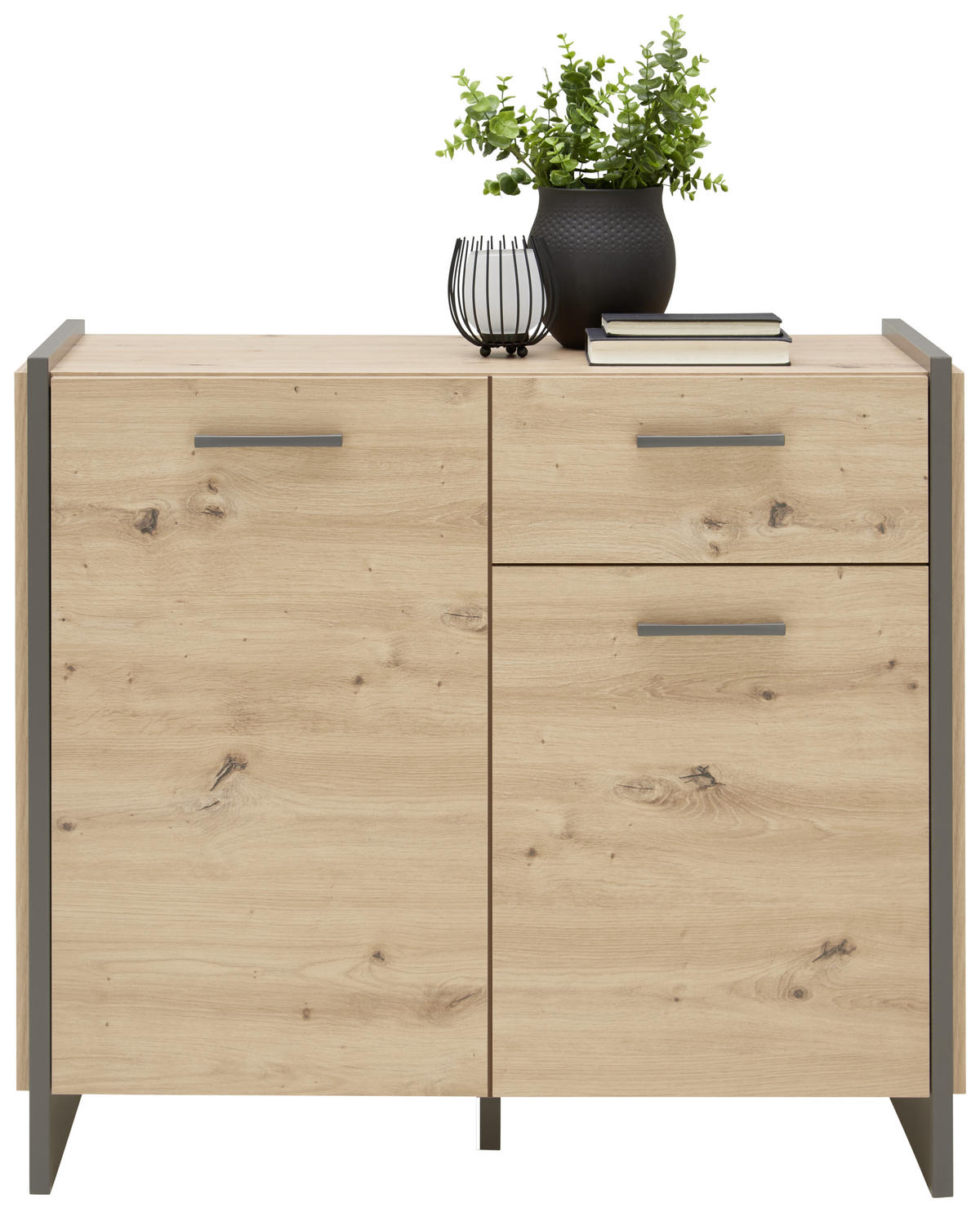 KOMODA   97,1/86,01/41,3 cm   siva, boje hrasta  - siva/boje hrasta, Trend, drvni materijal/plastika (97,1/86,01/41,3cm) - Carryhome