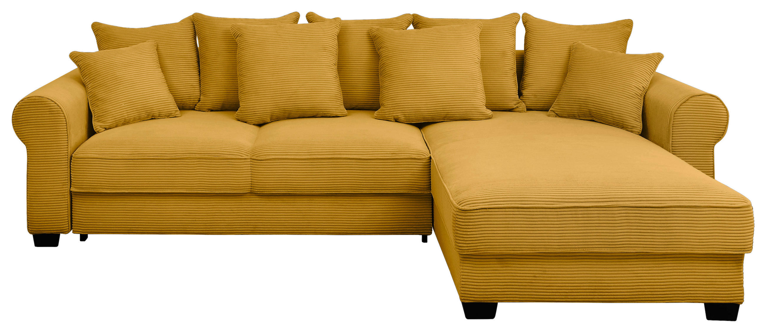 ECKSOFA Gelb Cord  - Gelb/Schwarz, KONVENTIONELL, Kunststoff/Textil (318/197cm) - Hom`in