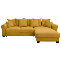 ECKSOFA Gelb Cord  - Gelb/Schwarz, KONVENTIONELL, Kunststoff/Textil (318/197cm) - Hom`in