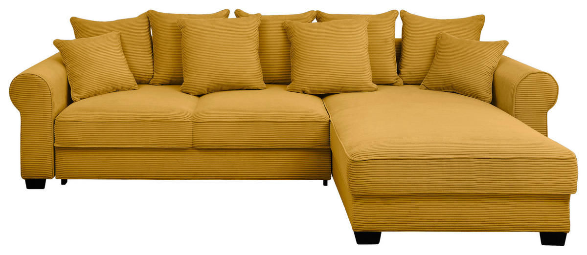 ECKSOFA Gelb Cord  - Gelb/Schwarz, KONVENTIONELL, Kunststoff/Textil (318/197cm) - Hom`in